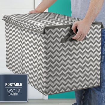Cutie pentru depozitare jucării din material textil, capac anti-praf, mânere laterale duble și separatoare detașabile