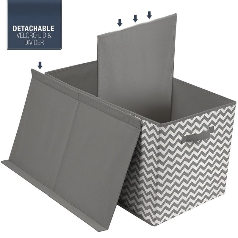 Cutie pentru depozitare jucării din material textil, capac anti-praf, mânere laterale duble și separatoare detașabile