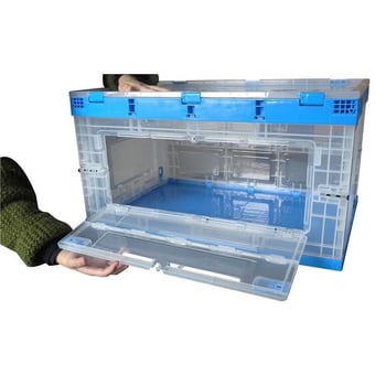 Cutie pliabilă de depozitare din plastic, transparentă, cu ușă ce se poate deschide