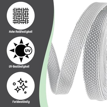 Bandă din nylon de 5 m x 14 mm pentru jaluzele rulante, protecție UV și rezistență ridicată la rupere, pentru rulouri și mașini de înfășurat