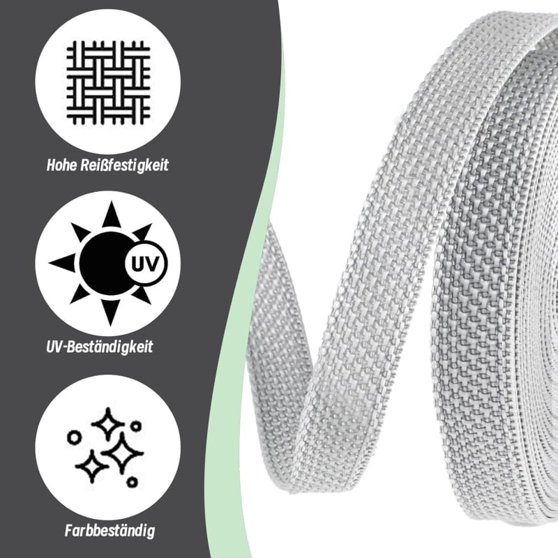 Bandă din nylon de 5 m x 14 mm pentru jaluzele rulante, protecție UV și rezistență ridicată la rupere, pentru rulouri și mașini de înfășurat