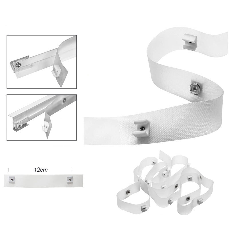 Gordină transparentă din PVC cu șină serpentină, suspensie, accesorii pentru bandă de alunecare