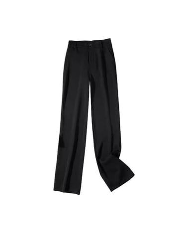 Pantaloni largi pentru femei, talie înaltă, croială drapată, negri, stil casual coreean pentru siluete mici