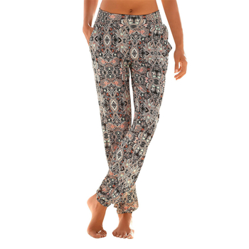 Pantaloni de vară pentru femei, talie înaltă cu imprimeu floral, casual, slim, ușori