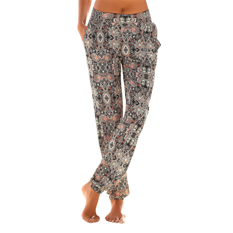 Pantaloni de vară pentru femei, talie înaltă cu imprimeu floral, casual, slim, ușori