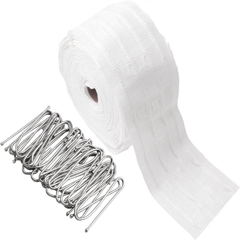 Accesorii pentru perdea: curele de pânză de 10 m cu 50 cârlige
