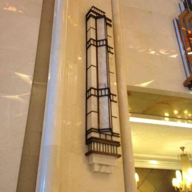 Lampă de perete exterior cu marmură imitativă, LED solar, stil vintage din fier forjat
