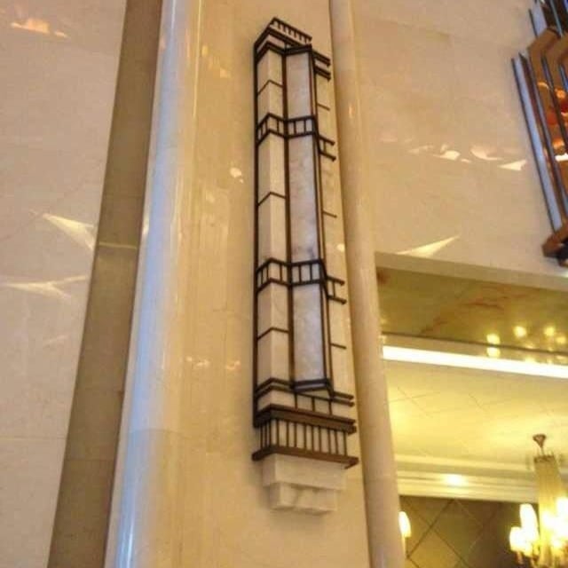 Lampă de perete exterior cu marmură imitativă, LED solar, stil vintage din fier forjat