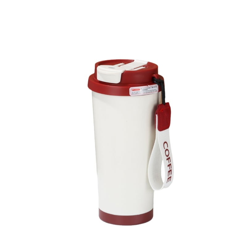 Lily of the Valley 316 din oțel inoxidabil, cană termo cu pai și bretea de purtare, cadou cafea cu logo personalizat
