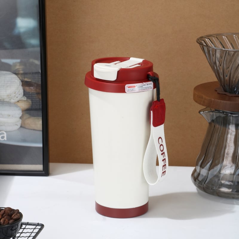 Lily of the Valley 316 din oțel inoxidabil, cană termo cu pai și bretea de purtare, cadou cafea cu logo personalizat