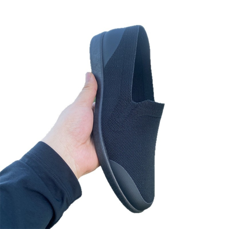 Pantofi de bărbați din material textil, negri, respirabili, slip-on loafers casual, pentru mers, primăvara 2026