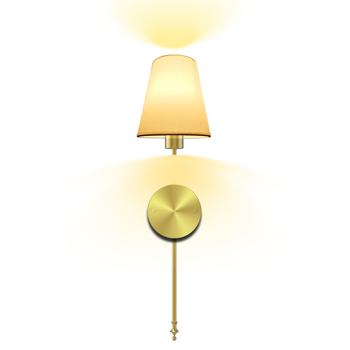 Abajur din stofă auriu LED, lampă de perete, fără cablare, reglabilă, pentru hoteluri și holuri