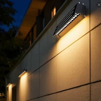 Lumină de perete solară pentru exterior, iluminat de perete impermeabil, iluminare de zid pentru grădină, realizată la comandă
