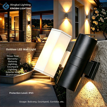 Lampă de perete LED pentru exterior, IP65, două capete, iluminare sus-jos, neagră