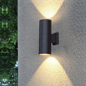 Lampă de perete LED pentru exterior, IP65, două capete, iluminare sus-jos, neagră