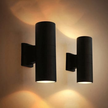 Lampă de perete LED pentru exterior, IP65, două capete, iluminare sus-jos, neagră