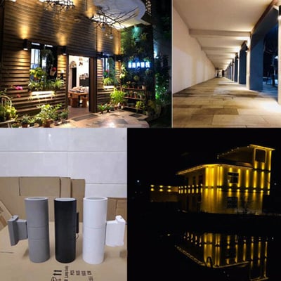 Lampă de perete LED pentru exterior, IP65, două capete, iluminare sus-jos, neagră