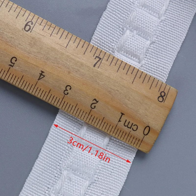 Bandă pentru perdele de 3 cm lățime, bandă subțire, bandă în stil coreean pentru perdele, accesorii pentru perdele, elemente decorative, șnur cu cârlige în formă S
