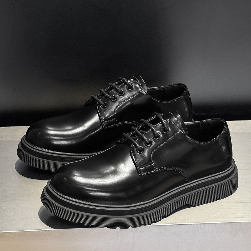 Pantofi eleganți din piele pentru bărbați, șiret, talpă groasă pentru creșterea înălțimii, detalii gravate, model 7798-K