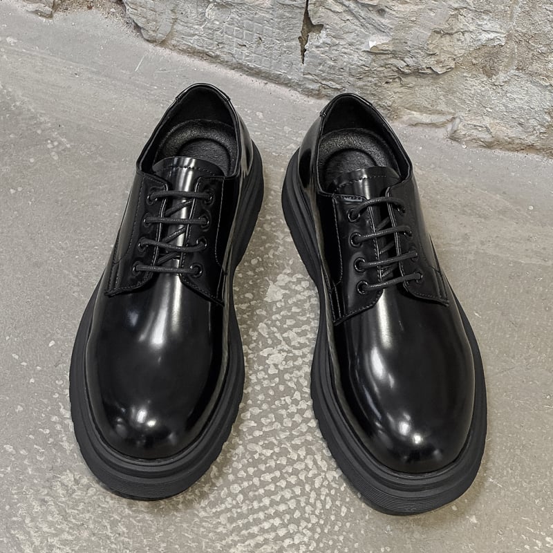 Pantofi eleganți din piele pentru bărbați, șiret, talpă groasă pentru creșterea înălțimii, detalii gravate, model 7798-K