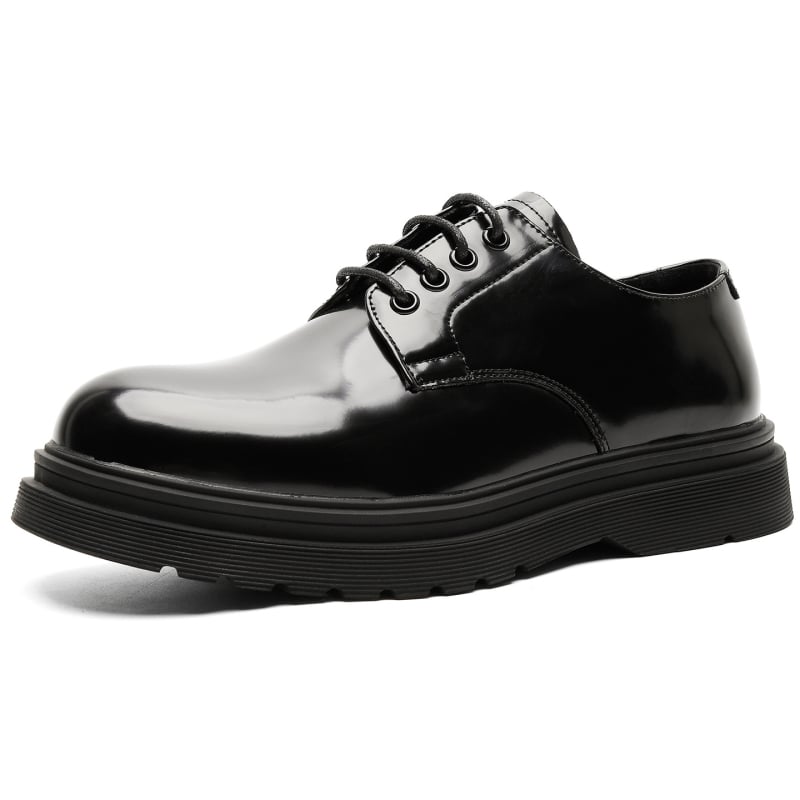 Pantofi eleganți din piele pentru bărbați, șiret, talpă groasă pentru creșterea înălțimii, detalii gravate, model 7798-K