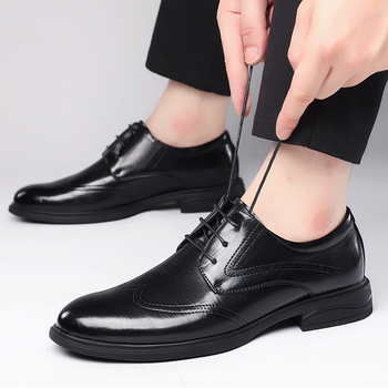 Pantofi brogue pentru bărbați, negri, vârf ascuțit, sneakers din piele pentru afaceri și casual