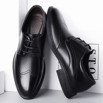 Pantofi brogue pentru bărbați, negri, vârf ascuțit, sneakers din piele pentru afaceri și casual