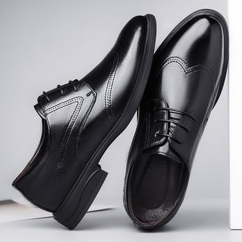 Pantofi brogue pentru bărbați, negri, vârf ascuțit, sneakers din piele pentru afaceri și casual