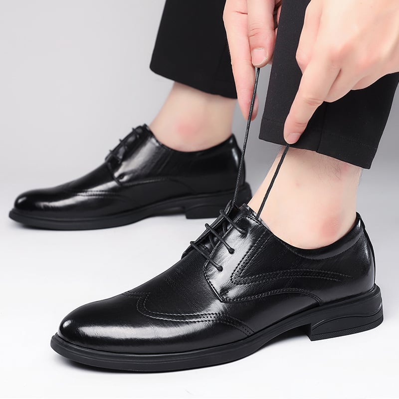 Pantofi brogue pentru bărbați, negri, vârf ascuțit, sneakers din piele pentru afaceri și casual