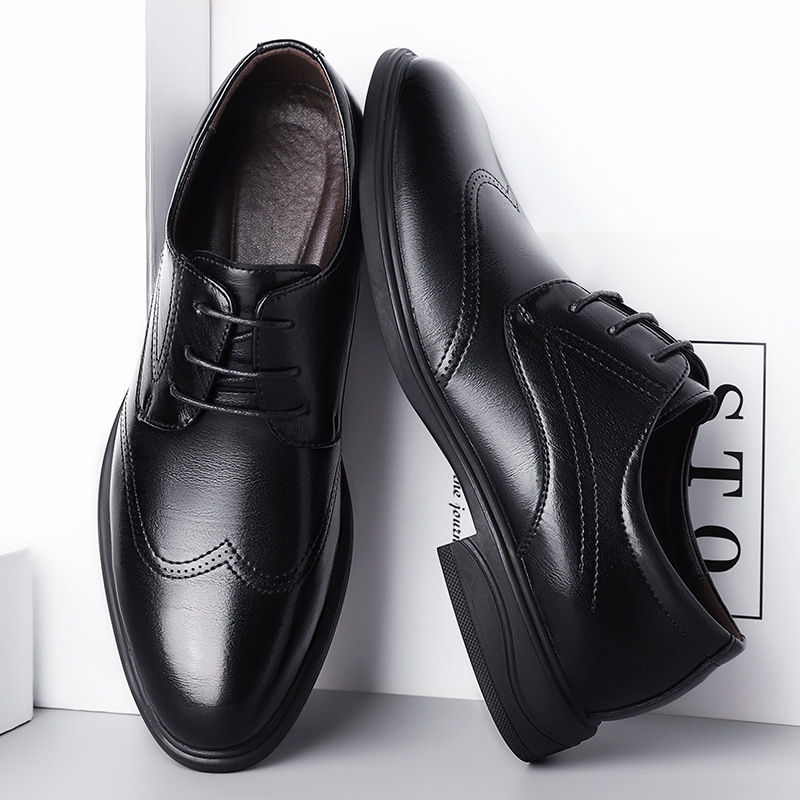 Pantofi brogue pentru bărbați, negri, vârf ascuțit, sneakers din piele pentru afaceri și casual