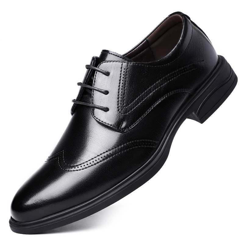 Pantofi brogue pentru bărbați, negri, vârf ascuțit, sneakers din piele pentru afaceri și casual