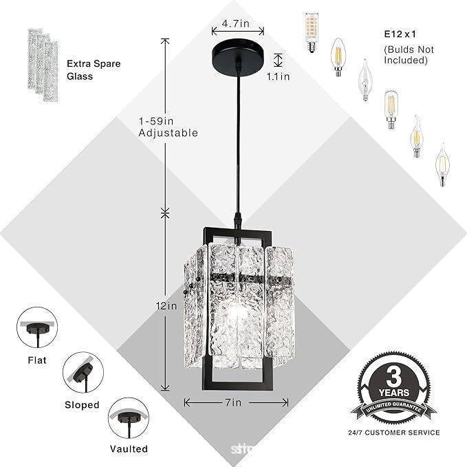 Lampă pendul din sticlă, modernă, cu design în valuri de apă pentru dormitor, sufragerie și hol