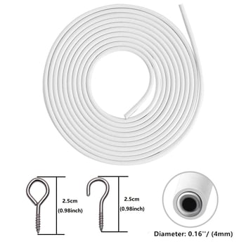 Hai yiming Set accesorii pentru perdea — Negru, șnur elastic de 12 m, 16 inele cu ochi de oaie, 16 cârlige cu formă de semn de întrebare, 12 cârlige albe mici