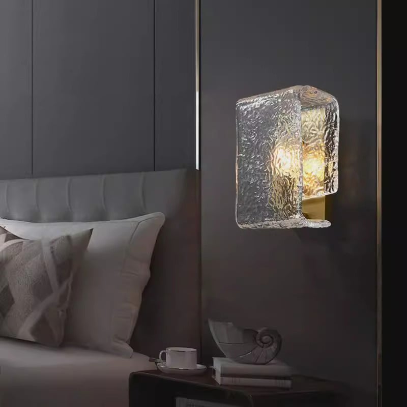 Lampă de perete din sticlă cu textură de valuri de apă, stil premium, pentru dormitor, sufragerie și hol