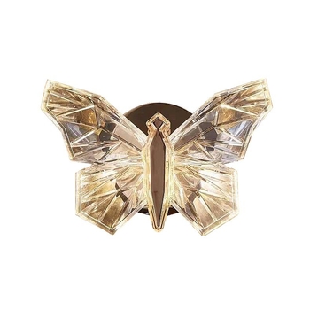 Lampă de perete din cristal în formă de fluture, senzor de mișcare, reîncărcabilă, telecomandă, fixare magnetică, fără găuri, reglaj continuu al intensității, lampă decorativă ambientală