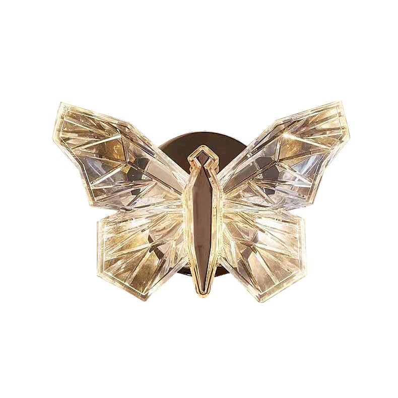 Lampă de perete din cristal în formă de fluture, senzor de mișcare, reîncărcabilă, telecomandă, fixare magnetică, fără găuri, reglaj continuu al intensității, lampă decorativă ambientală