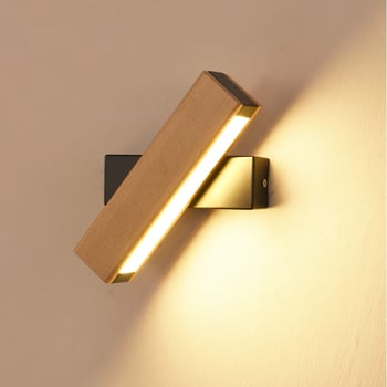 Corp de perete Nordic modern pentru dormitor și sufragerie, LED rotativ, lemn solid, stil japonez, personalizabil
