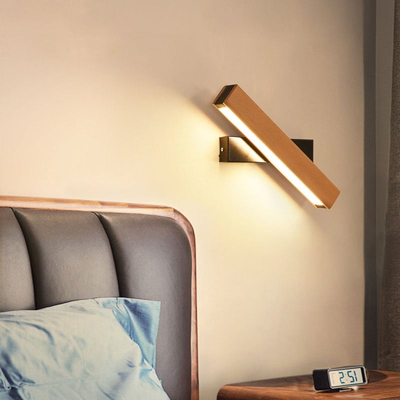 Corp de perete Nordic modern pentru dormitor și sufragerie, LED rotativ, lemn solid, stil japonez, personalizabil