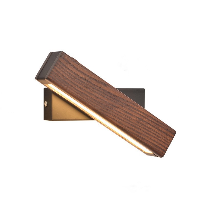 Corp de perete Nordic modern pentru dormitor și sufragerie, LED rotativ, lemn solid, stil japonez, personalizabil