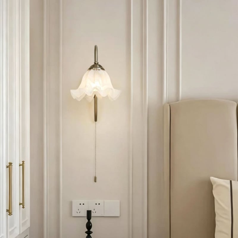Lampa de perete franțuzească vintage, stil crem retro, pentru dormitor și sufragerie