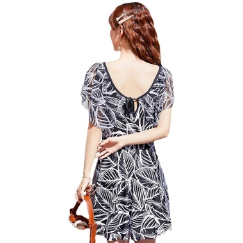 Costum de baie întreg pentru femei, mărime plus, acoperire a burții, design discret cu imprimeu floral, țesătură Milk Silk, cupă bust cu padding, fără armătură metalică