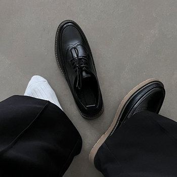 Pantofi Oxford negri pentru bărbați cu creștere înălțime, pantofi casual din piele cu brogue, Derby de afaceri vară 2025