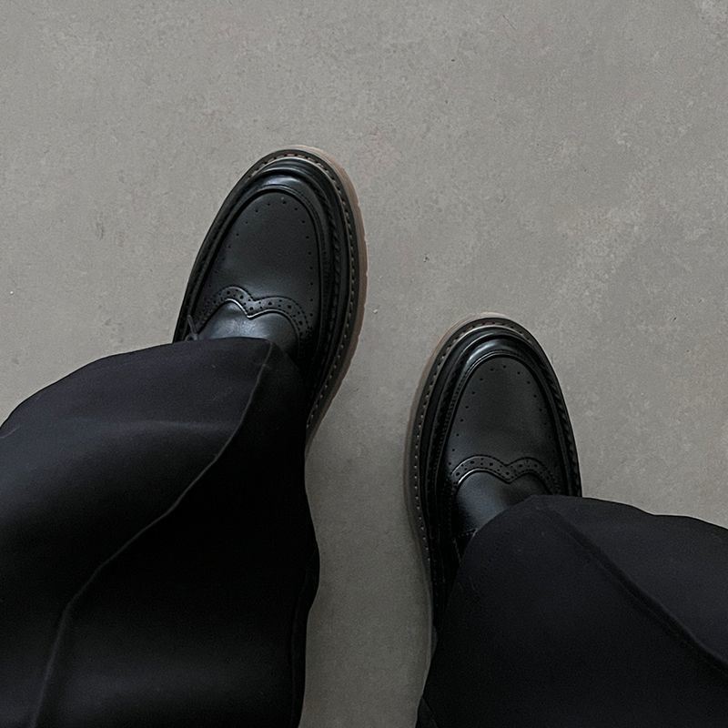 Pantofi Oxford negri pentru bărbați cu creștere înălțime, pantofi casual din piele cu brogue, Derby de afaceri vară 2025