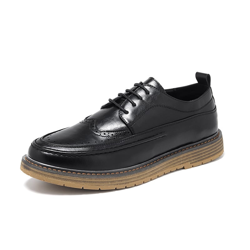 Pantofi Oxford negri pentru bărbați cu creștere înălțime, pantofi casual din piele cu brogue, Derby de afaceri vară 2025