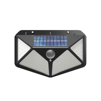 Lampă de perete solară cu senzor pentru exterior, impermeabilă, control inteligent al iluminării, 100 LED