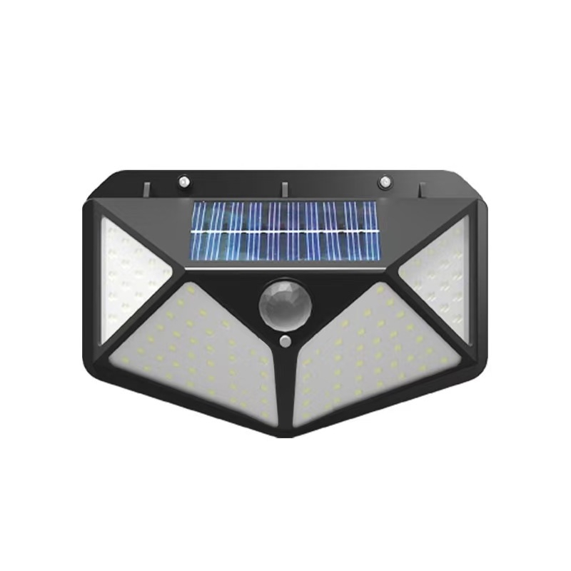 Lampă de perete solară cu senzor pentru exterior, impermeabilă, control inteligent al iluminării, 100 LED