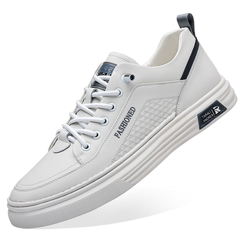 Pantofi bărbați din piele, casual de business, sneakers albi de gleznă joasă, talpă moale antiaderentă, stil coreean
