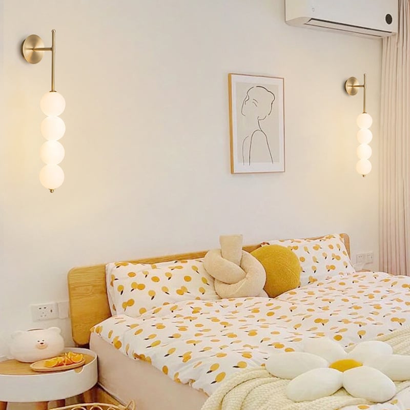 Lampă de perete crem, stil nordic, pentru dormitor și sufragerie, iluminare LED decorativ