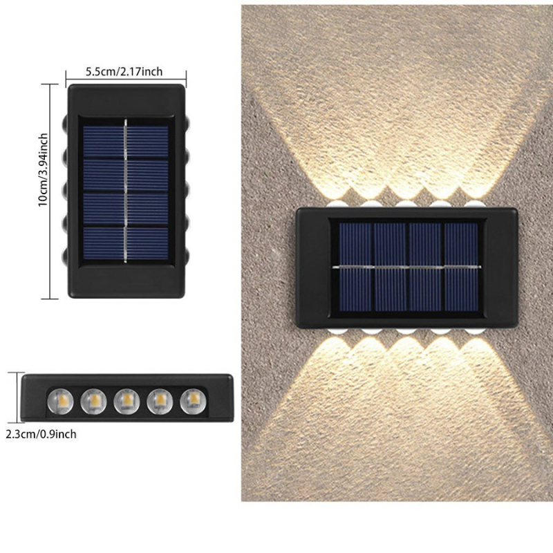 Lampă solară de perete pentru decor exterior, proiecție rezistentă la apă pentru grădină și curte