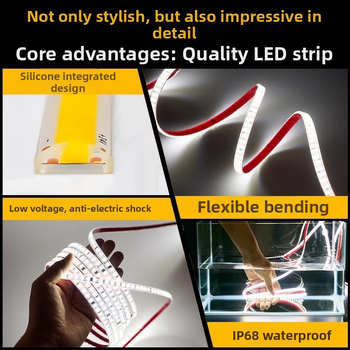 LED COB pásik, 24V vonkajší, vodeodolný silikónový, samolepiaci, 5 m, 120 LED diód, 10 W